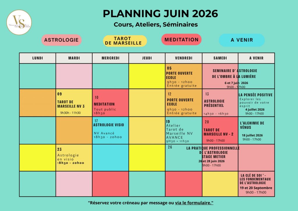 Le planning est présenté comme un espace de transmission. L'objectif est d'accompagner chaque participant, qu'il soit débutant ou avancé, dans un cheminement de découverte de soi et d'épanouissement intérieur.