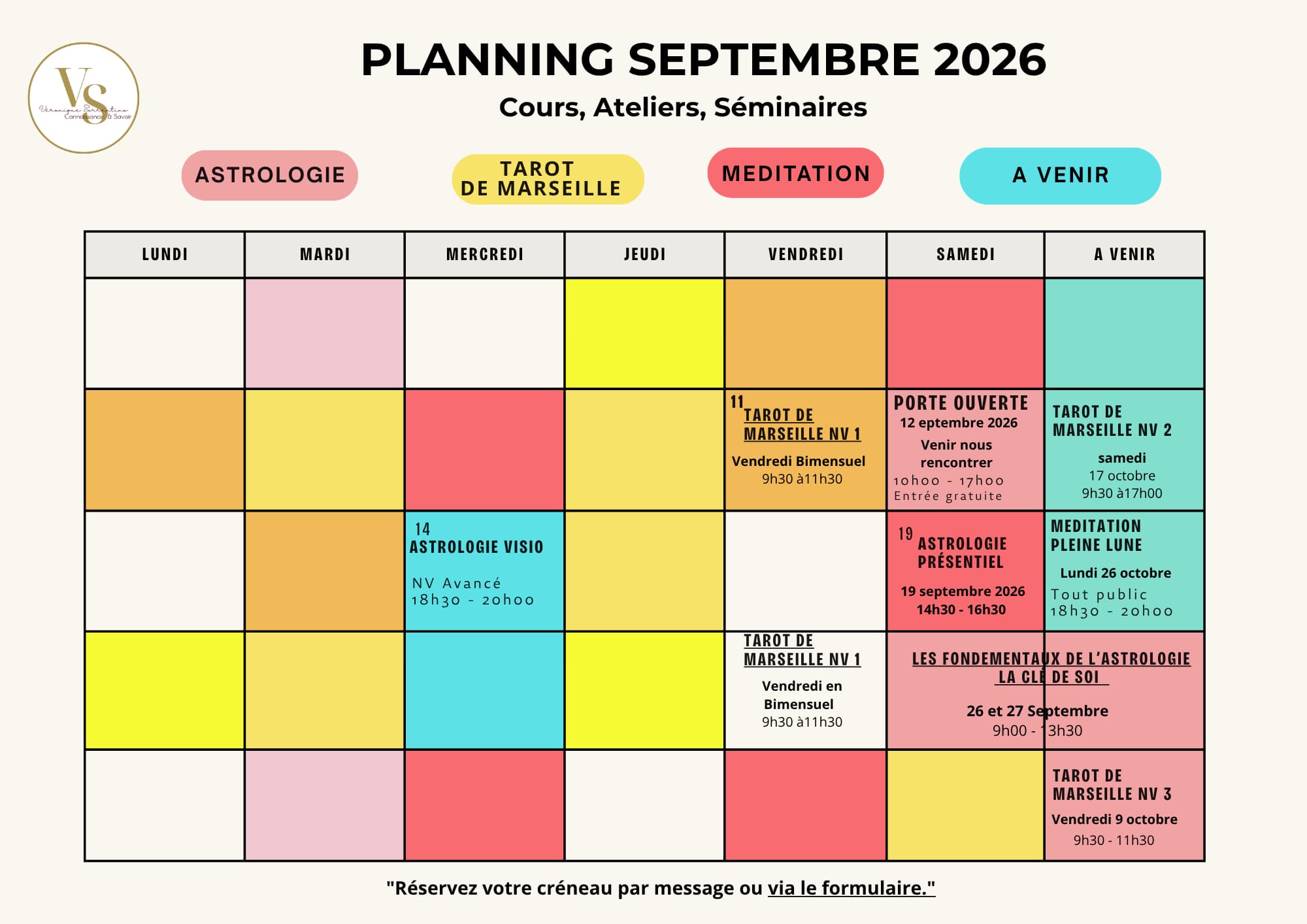 cours d'astrologie, tarologie, Méditation et conscience