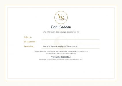 Bon cadeau astrologie à offrir pour une consultation ou un thème astral
