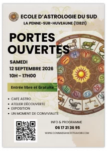 PORTE OUVERTE 12 SEPTEMBRE 2026 Ecole de Formation à l’astrologie, Tarologie, Connaissance de soi à Marseille et ailleurs Depuis 2007